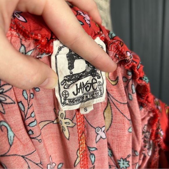 Jaase Bohemian Red Floral Wide Leg Palazzo Pants - Picture 4 of 4